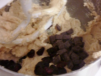 adding chocolate and cherries