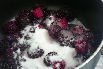 berries with sugar and lemon juice