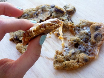 Ooey Gooey Filled Chocolate Chip Cookies with a Crunch