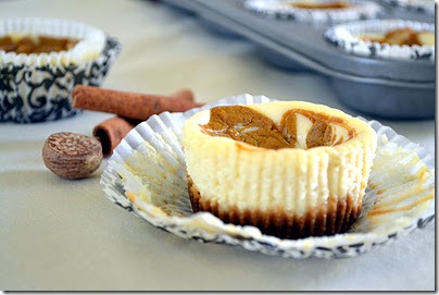 Petite Pumpkin Swirl Cheesecakes