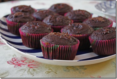 Low Fat Triple Chocolate Muffins with a Peanut Butter Swirl