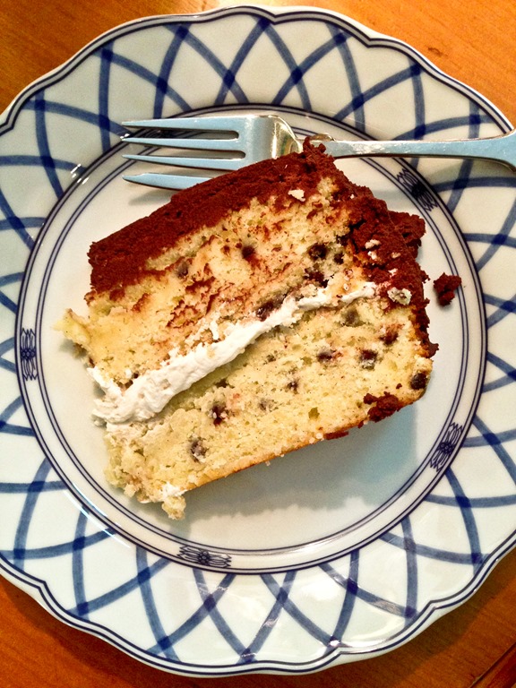 Chocolate Chip Pound Cake with Whipped Chocolate Ganache