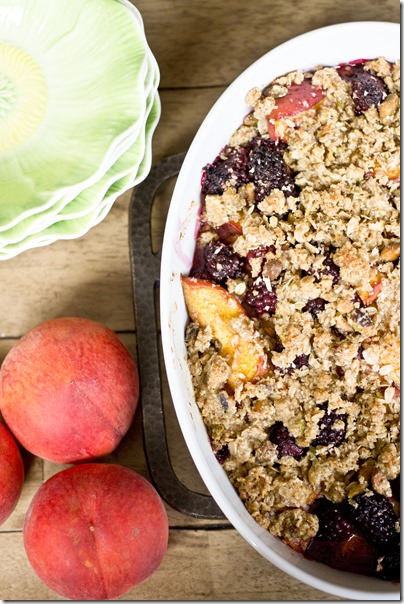 Blackberry, Peach and Pistachio Crisp {Gluten-free}