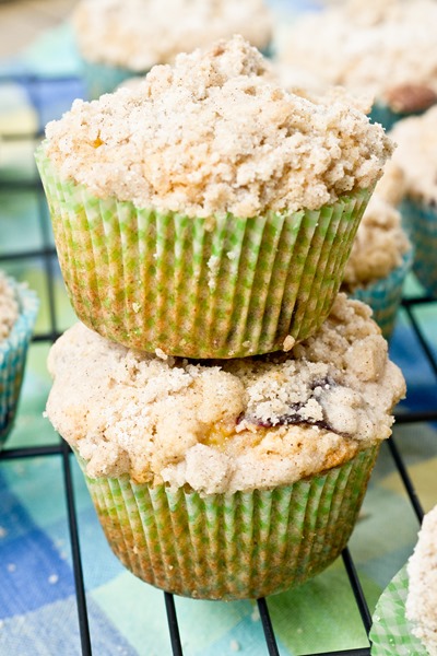 Brown Butter Peach Crumb Muffins