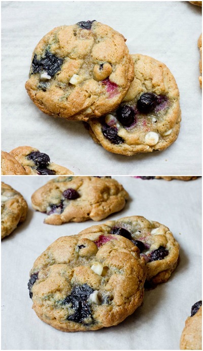 (Fresh) Blueberry White Chocolate Brown Butter Cookies - sweet, chewy, crispy edges, everything you could want in a cookie!