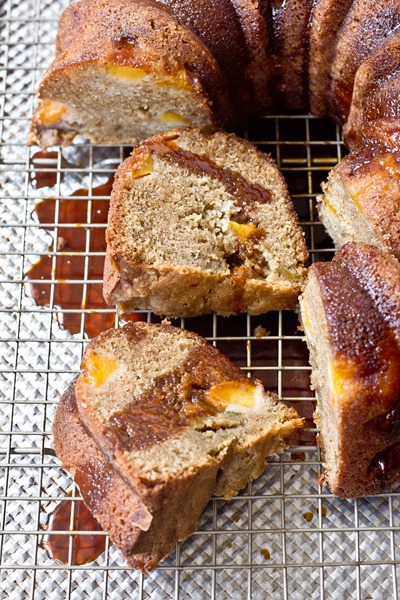 Vanilla Bean Bourbon Nectarine Bundt Cake