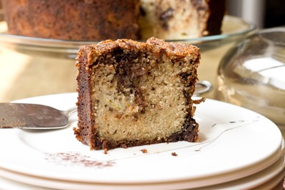 Lighter Chocolate Chip Banana Cake - so moist you won't miss the guilt;-)