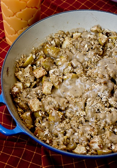 Skillet Apple Crisp with Brown Butter Sauce (naturally gluten-free!)