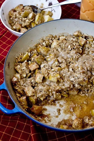 Skillet Apple Crisp with Brown Butter Sauce