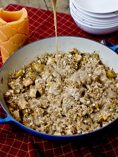 Skillet Apple Crisp with Brown Butter Sauce (naturally gluten-free!)