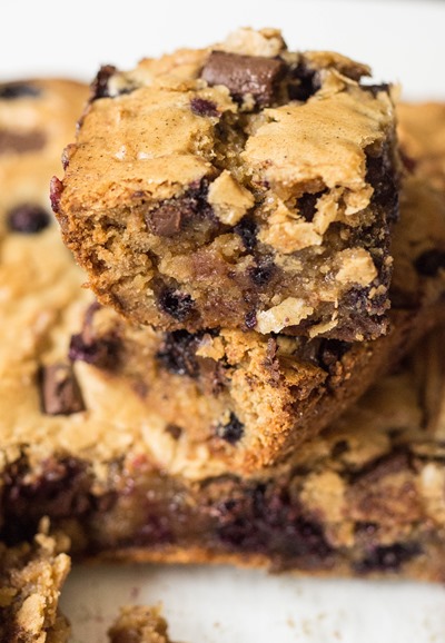 Brown Butter Blueberry Chocolate Chunk Blondies