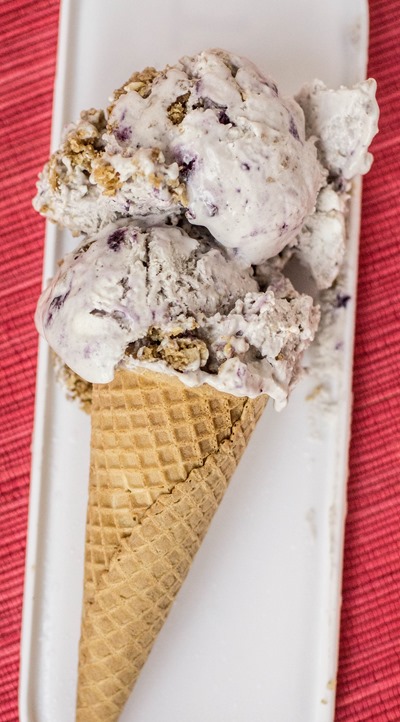 No Churn Blueberry Crisp Ice Cream <- must make before summer is over!