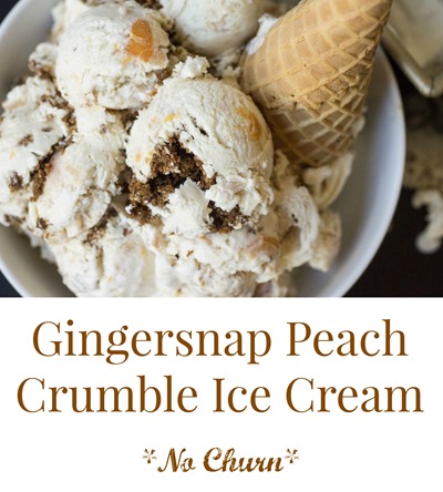 Gingersnap Crumble Peach Ice Cream (with bourbon and brown butter!!!)