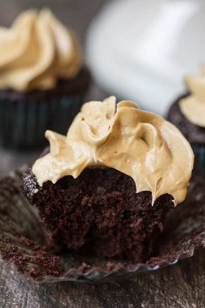 SUCH amazing Chocolate Cupcakes with Peanut Butter Buttercream