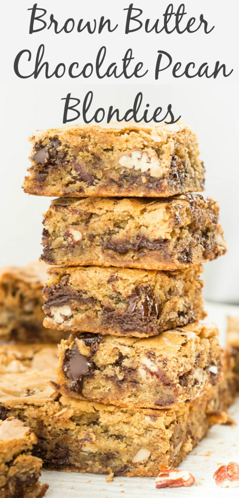 Thanksgiving blondies!! Brown Butter Dark Chocolate and Toasted Pecans