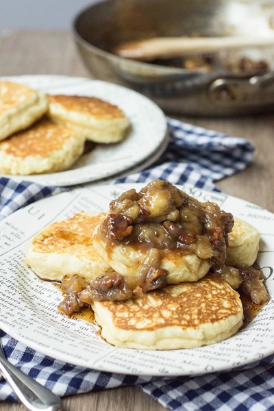 buttermilk pancakes with a maple bourbon banana pecan sauce.... breakfast every day?!