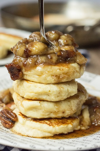 buttermilk pancakes with a maple bourbon banana pecan sauce <--- can i please have this every day?