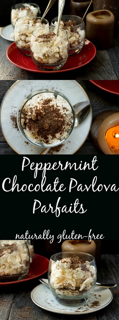 Chocolate Peppermint Pavlova Parfaits- they look so fancy but taste so good