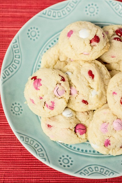 Vanilla bean shortbread cookies are even better when there are M&Ms in them! 