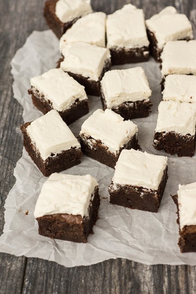 The fudgiest brownies of all time (better than any bakery!) with a super fluffy vanilla frosting
