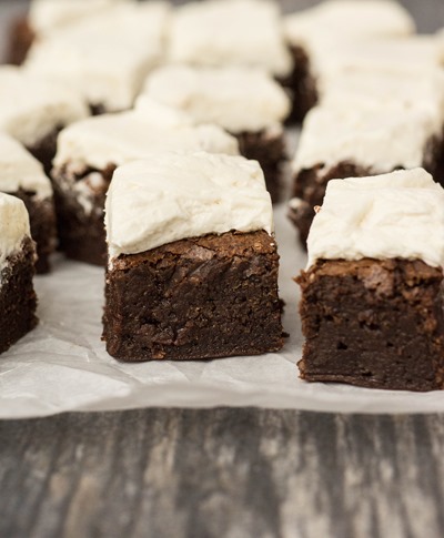Fudgy Brownies with Fluffy Vanilla Buttercream