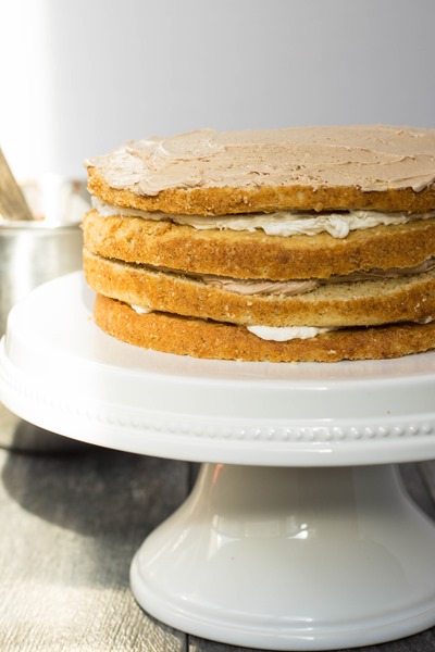 FOUR layer s'mores cake with the best toasted marshmallow frosting AND milk chocolate frosting