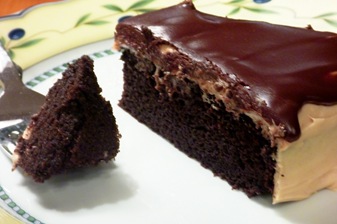 Flourless Chocolate Cake with Peanut Butter Frosting and Chocolate Glaze... and kind of healthy!