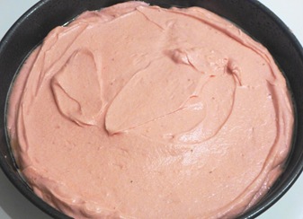 batter in cake pan