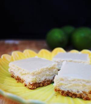 Margarita Cheesecake Bars with a Pretzel and Cookie Crust