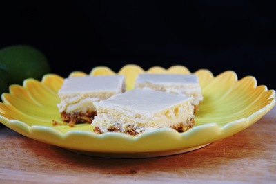 Margarita Cheesecake Bars with a Pretzel and Cookie Crust