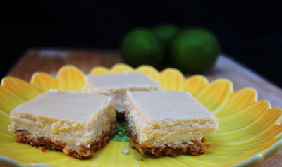Margarita Cheesecake Bars with a Pretzel and Cookie Crust