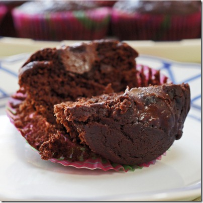 Low Fat Triple Chocolate Muffins with a Peanut Butter Swirl