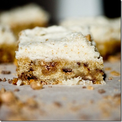 Heath Bar Blondies with Brown Butter Frosting