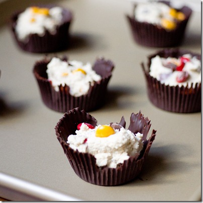 MandM Cookie Dough Cups (egg-free!)