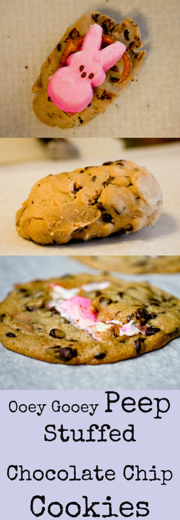 Chocolate chip cookies stuffed with Peeps so freaking genius!