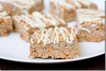 White Chocolate Cinnamon Bun Rice Krispie Treats