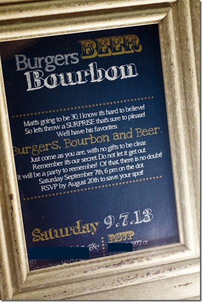 Burgers, Bourbon and Beer– A Surprise 30th Birthday Party