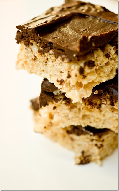 Salted Caramel Rice Krispie Treats with Mocha Ganache