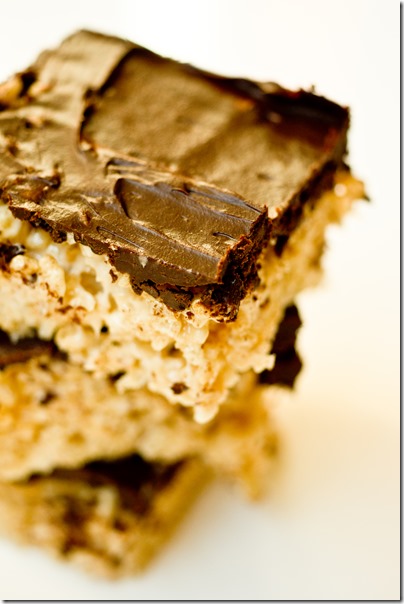 Salted Caramel Rice Krispie Treats with Mocha Ganache