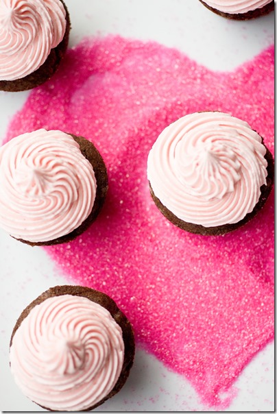 Mini Chip Brownie Bites with Pink Marshmallow Buttercream
