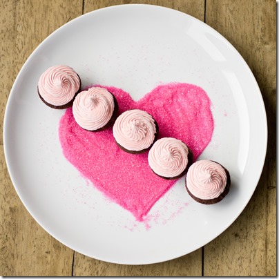 Mini Chip Brownie Bites with Pink Marshmallow Buttercream