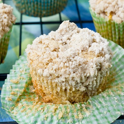 Brown Butter Peach Crumb Muffins