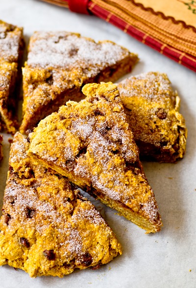 Cinnamon Chip Whole Wheat Pumpkin Scones - a delicious fall treat with a little less guilt