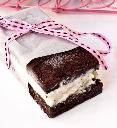 Fudgy Brownie Ice Cream Sandwiches - so much better than traditional ice cream sandwiches!