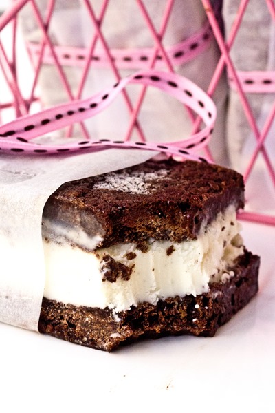 Fudgy Brownie Ice Cream Sandwiches