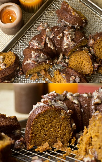 I LOVE this Pumpkin Cake w Pecan Pie Glaze