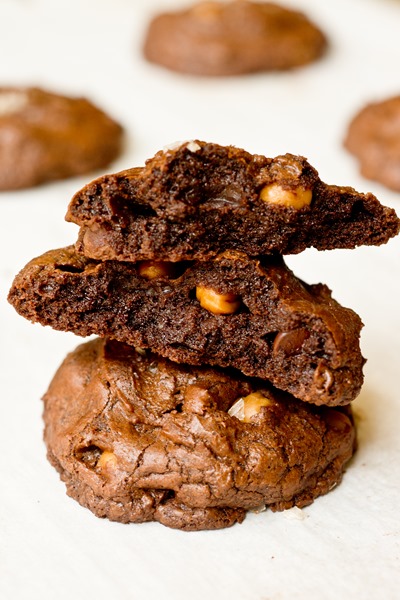 Smoked Sea Salt Chocolate Fudge Caramel Cookies-they taste as good as they look!