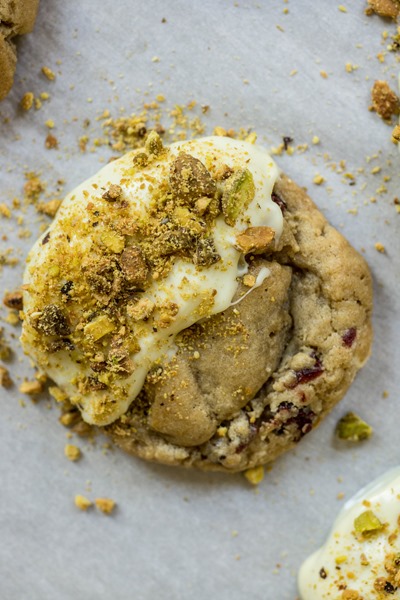 Cranberry & White Chocolate Pistachio Dusted Cookies