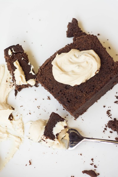 Chocolate Pound Cake with Peanut Butter Whipped Cream
