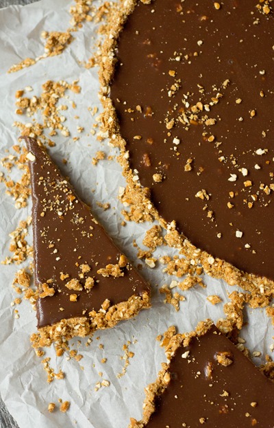 Milk Chocolate Tart with Peanut Butter Pretzel Crust